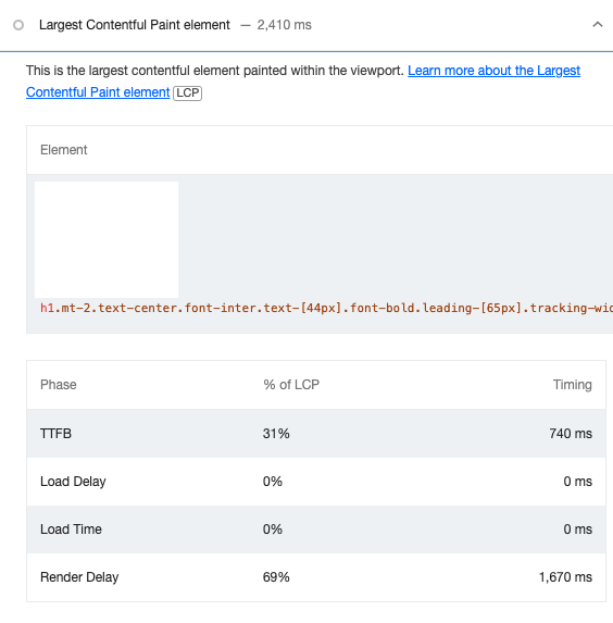 Lighthouse LCP issue